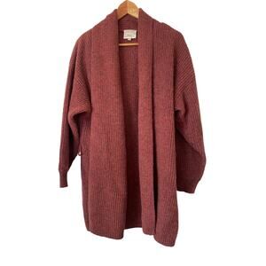 Susan Bristol Vintage 100% Wool Multicolor Open Front Cardigan Sweater • Size L